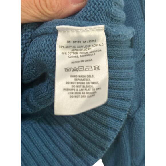 Anthropologie Women Blue Ellyn Saturday Sunday chunky Hooded Sweater Size Medium - Picture 3 of 6